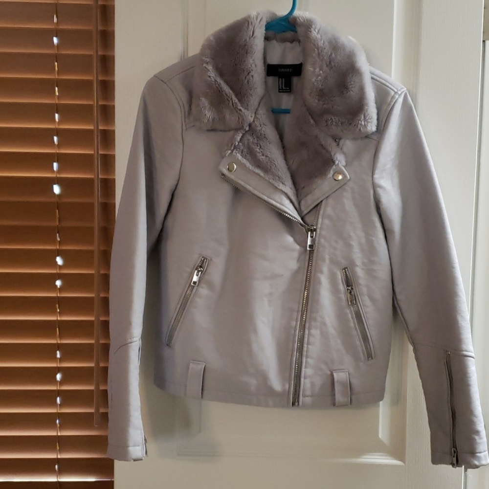 Faux leather aviator jacket